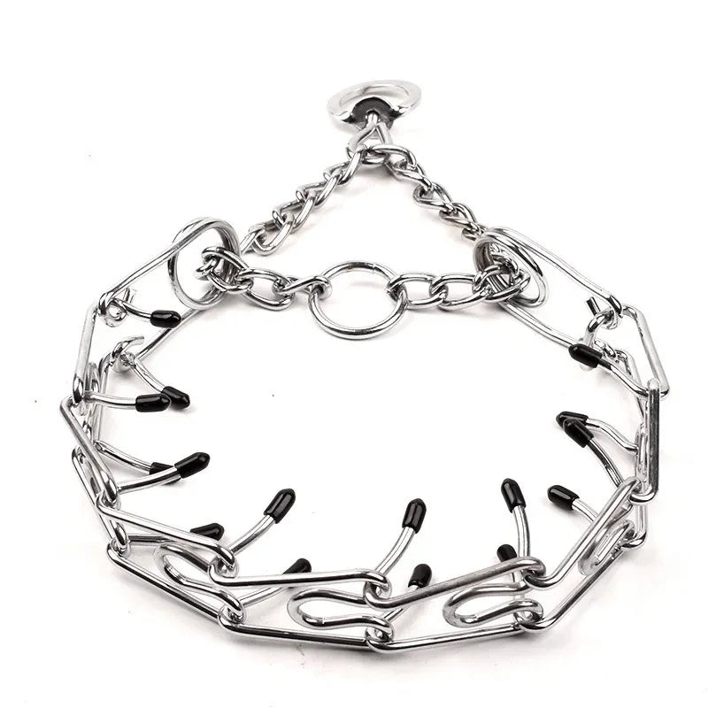 Effective Pinch Dog Training Collar With Comfort Rubber Tips Safe Adjustable Detachable Stainless Steel Pet Prong Choke Collar