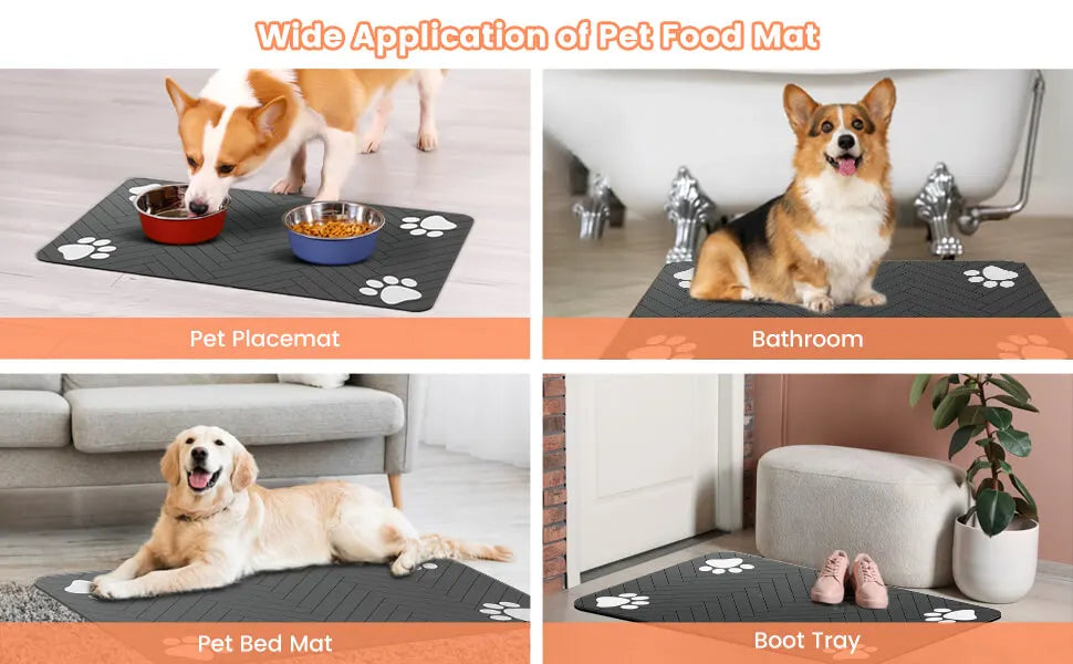 Absorbent Pet Feeding Mat - Waterproof & Durable