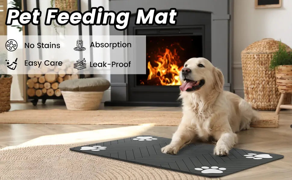 Absorbent Pet Feeding Mat - Waterproof & Durable
